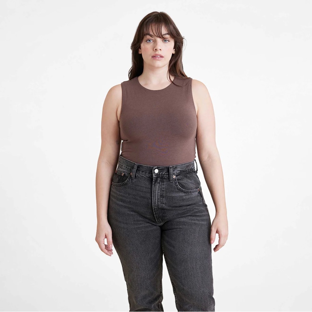Nuuds Crewneck tank bodysuit, coffee